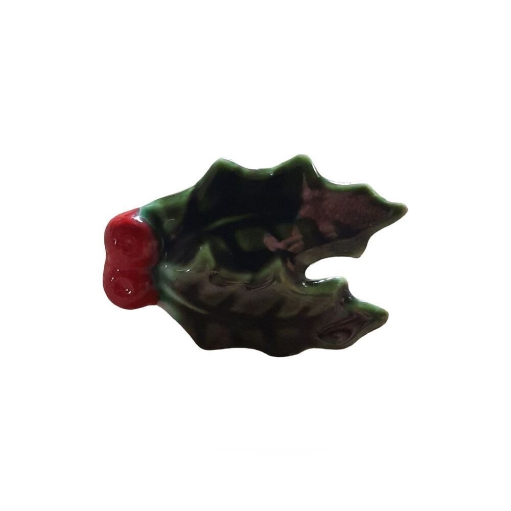 Green and Red Holly Leaf Earrings - Festive Women’s Jewelry